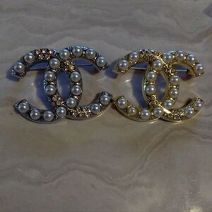 Pearl and Crystal Brooch 4 Silver 1 Gold